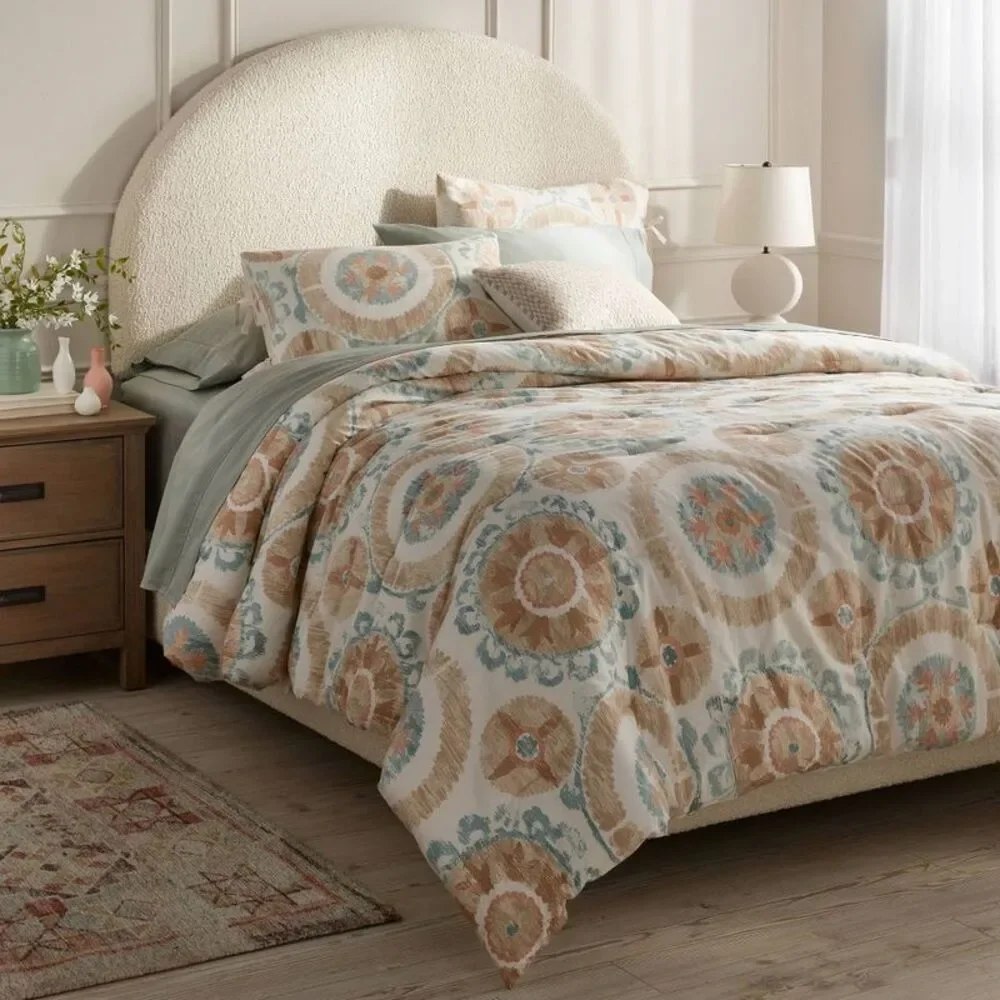 Full/Queen 310TC Cotton Sateen Suzani Print Comforter Set - Light Teal